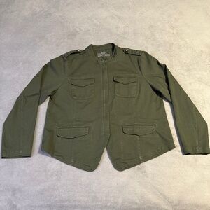 Torrid Stretch Twill Army Jacket Size 1 Green Utility Chic Military Field Coat